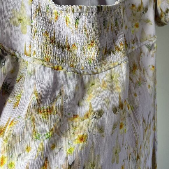 All Saints Floral Midi Dress Wedding Guest Bridesmaid Cream and Gold - Picture 11 of 14